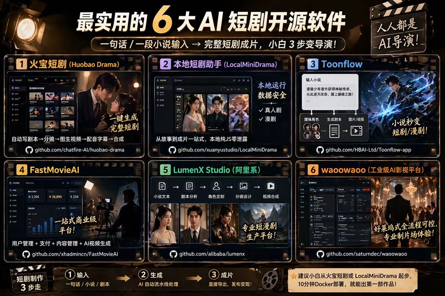最实用AI短剧开源软件，让小白的你都能做导演！